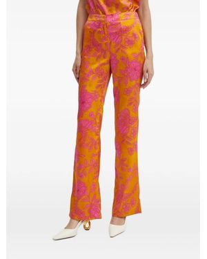 Morgan Floral-Print Flared Pants - Orange