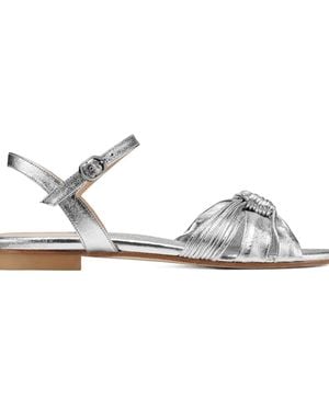 Stuart Weitzman Keana Knotted-Strap Flat Sandals - White