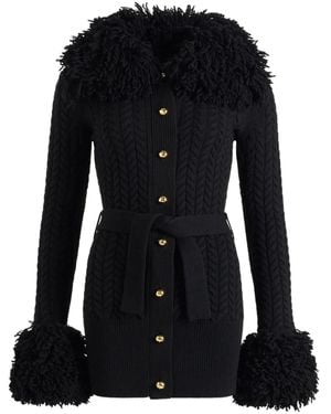 Patou Kabelgebreid Vest Met Franje Afwerking - Zwart