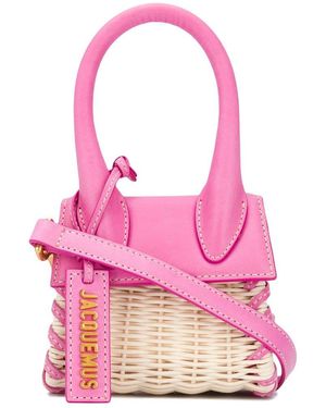 Jacquemus Le Chiquito Leather-trimmed Wicker Tote - Pink