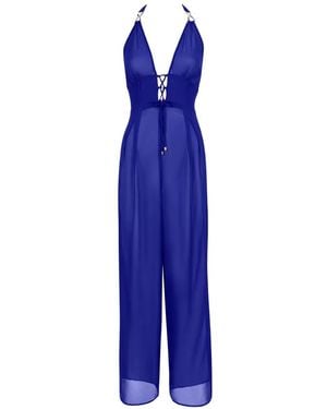 Aubade Beach Walk Lace-Up Jumpsuit - Blue
