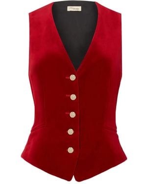 Temperley London Velvet Buttoned Waistcoat - Red