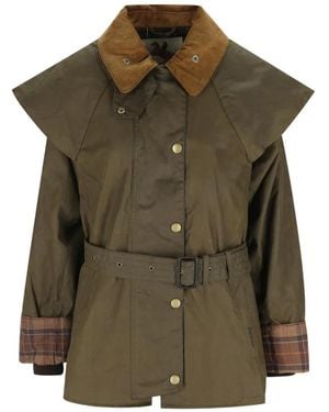 Barbour Cape-Style Waxed Jacket - Green