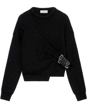 Blumarine Geribbelde Trui Met Gespsluiting - Zwart