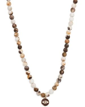 Sydney Evan 14Kt- Evil Eye Beaded Necklace - Metallic
