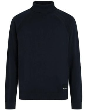 KARL LAGERFELD Lightweight Knit Roll-Neck Jumper - Blue