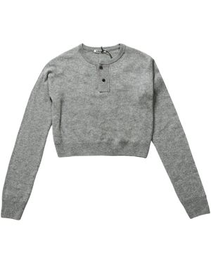 AURALEE Fine-knit henley-neck sweater - Gris