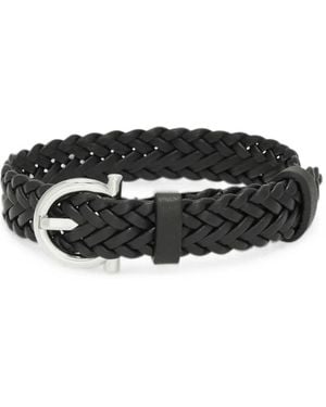 Ferragamo Woven Bracelet With Gancini Clasp - Black