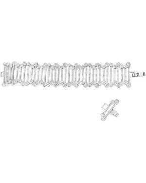 Hzmer Jewelry Crystal-Embellished Bar-Link Bracelet - White