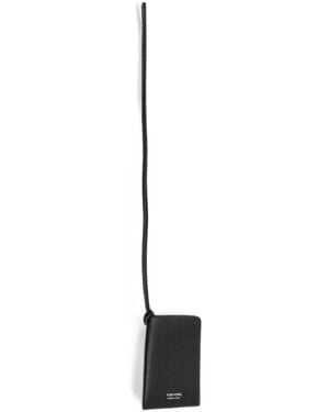 Tom Ford Neck-Strap Leather Cardholder - White