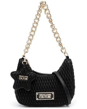 Versace Jeans Couture Logo-Plaque Quilted Shoulder Bag - Black