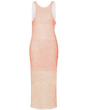 Moschino Robe Mi-Longue À Détails En Résille - Pink