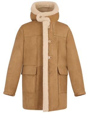 Fursac Hooded Shearling Coat - Natural