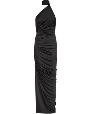 Ludovic de Saint Sernin Gerafftes Neckholder-Maxikleid - Schwarz