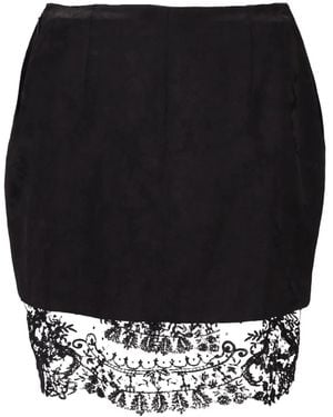 Saint Laurent Lace-trim Mini Skirt - Black