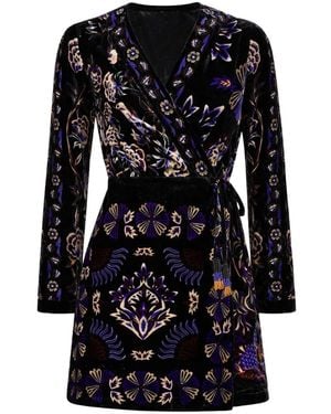 FARM Rio Floral-Print Mini Dress - Black
