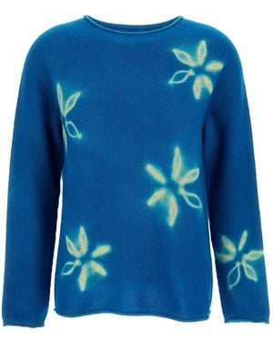 Suzusan Floral-Print Sweater - Blue