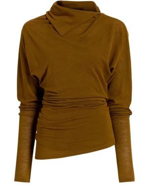 Proenza Schouler Drapped-Neck Pleated Top - Green
