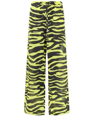 The Attico Zebra-Print Drawstring Trousers - Green
