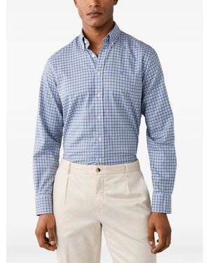 Hackett Chemise À Carreaux Vichy Et Col Brompton - Blue