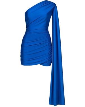 ROOM76 One-Shoulder Draped Mini Dress - Blue
