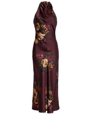 Cara Cara Fara Floral-Print Silk Maxi Dress - Purple