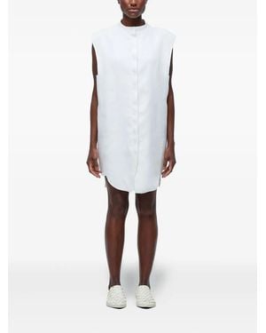 Osklen Smoking Sleeveless Linen Shirt Mini Dress - White