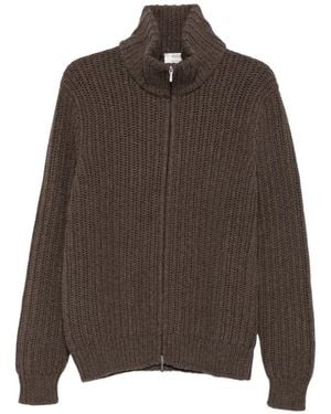 Barba Napoli Ribbed-Knit Zip-Up Jumper - Brown