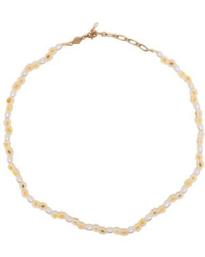Anni Lu Flower-Motif Beaded Necklace - Natural