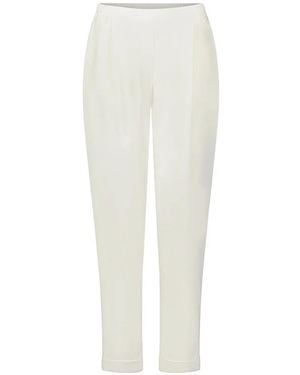 Betty Barclay Elasticated-Waistband Turned-Up-Cuffs Trousers - White