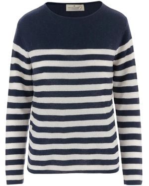 Bruno Manetti Crew-neck Striped Jumper - Blue