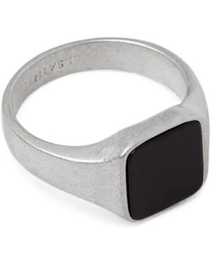 AllSaints Spike Onyx-Inlay Signet Ring - Metallic