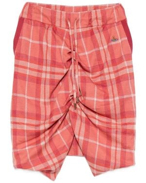 Vivienne Westwood Check-Pattern Ruched Midi Skirt - Red