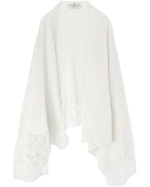 Ermanno Scervino レーストリム カシミアスカーフ - ホワイト