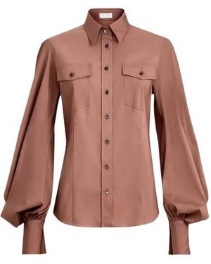 Brunello Cucinelli Puff-Sleeve Button-Up Shirt - Pink