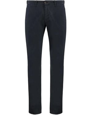 Moorer Leather-Logo Cotton Pants - Blue