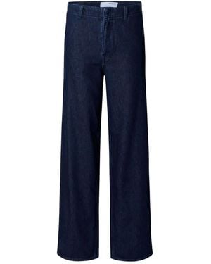 SELECTED Vaqueros de talle alto - Azul