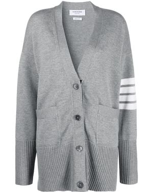 Thom Browne Cardigan Oversize Con Dettaglio A 4 Righe - Grigio