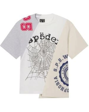 Sp5der Asymmetrical 5 Graphic-Print T-Shirt - White
