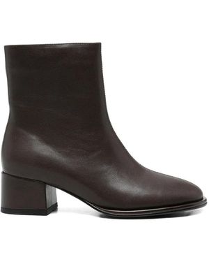 Linda Baumann Zip Leather Ankle Boots - Black