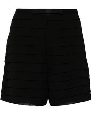 Edward Achour Paris Bow-Detail Pleated Shorts - Black