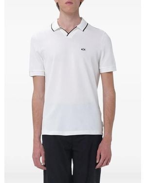 Emporio Armani Logo-Embroidered Piqué Shirt - White