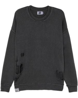 Izzue Distressed Cotton Jumper - Grey