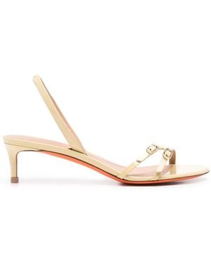 Santoni 50Mm Leather Sandals - Natural
