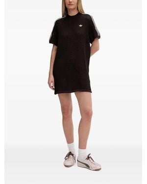 adidas Crochet-Knit Logo-Embroidered Mini Dress - Black