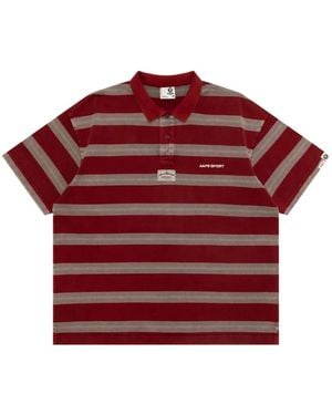 Aape By A Bathing Ape Striped Logo-Patch Polo Shirt - Red