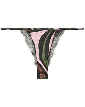 PUCCI Marmo Print Stretch Silk Satin Thong - White