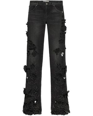 Blumarine Jeans Con Decorazione A Fiori - Nero