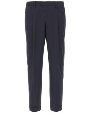 Devore Front-Pleats Trousers - Blue