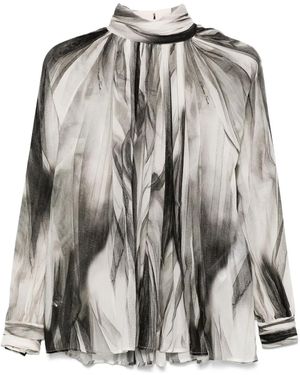Elisabetta Franchi アブストラクトパターン ブラウス - ナチュラル